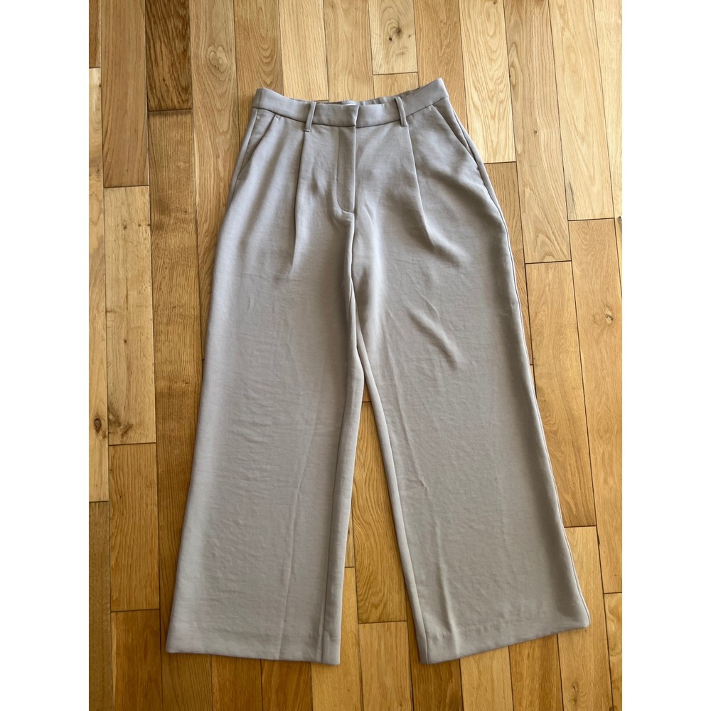 Abercrombie & Fitch Tailored Wide Leg High Rise Trouser Pants Beige Womens 8